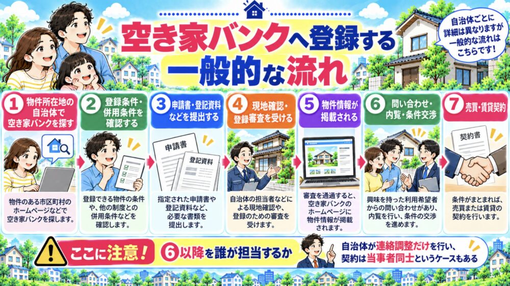 空き家バンクへ登録する一般的な流れ