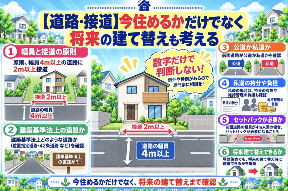 戸建てのチラシの見方・注意点【道路・接道】今住めるかだけでなく将来の建て替えも考える