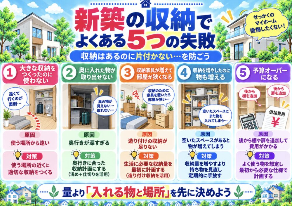 新築の収納でよくある5つの失敗