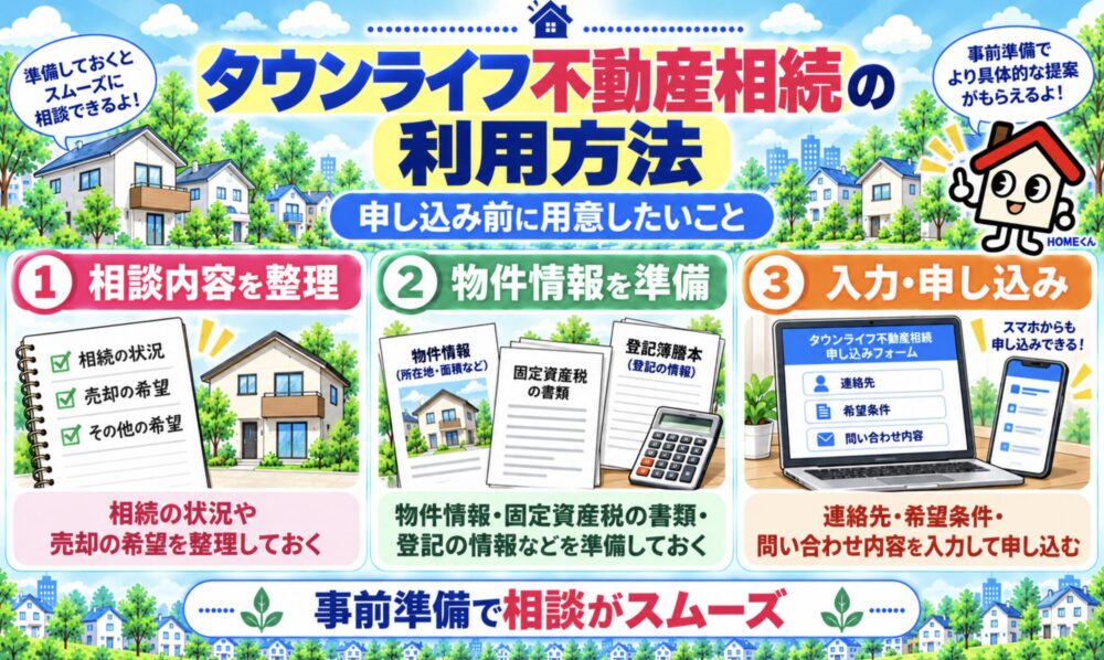タウンライフ不動産相続の利用方法と申し込み前に用意したいこと