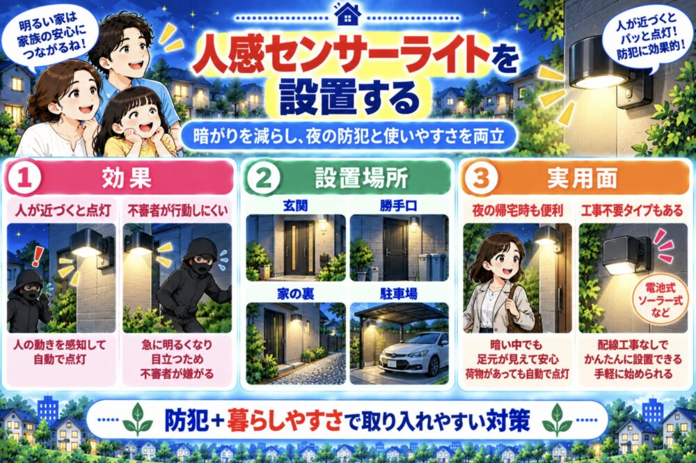 人感センサーライトを設置する
