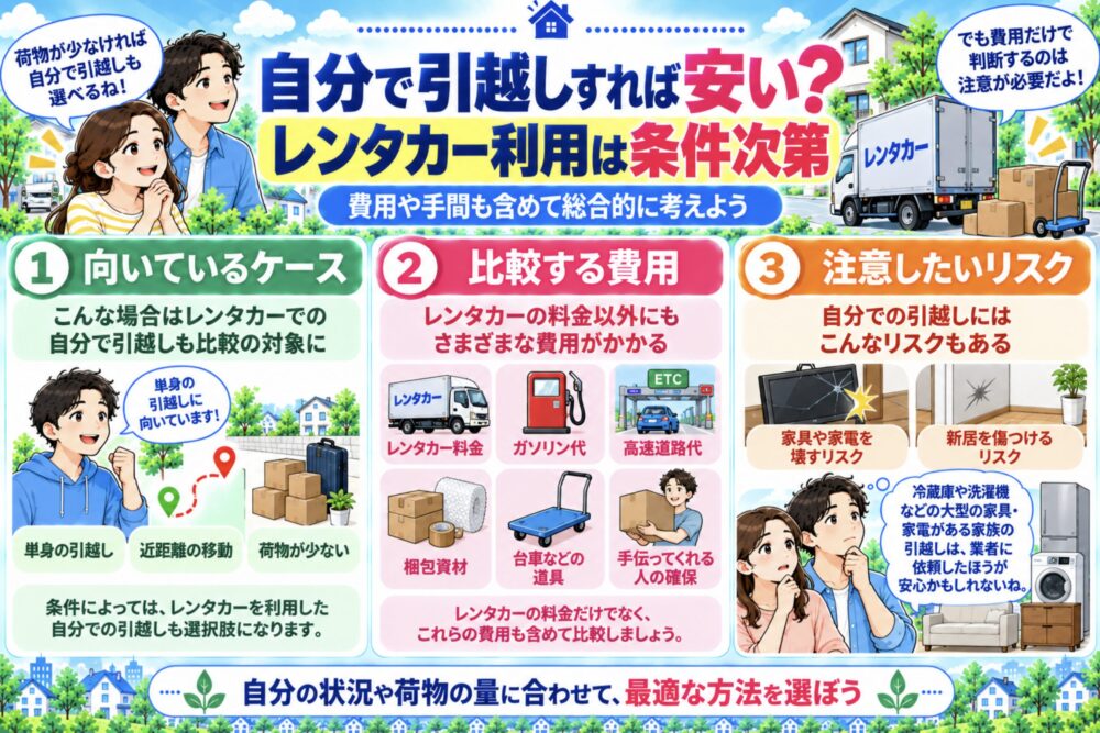 自分で引越しすれば安い?レンタカー利用は条件次第