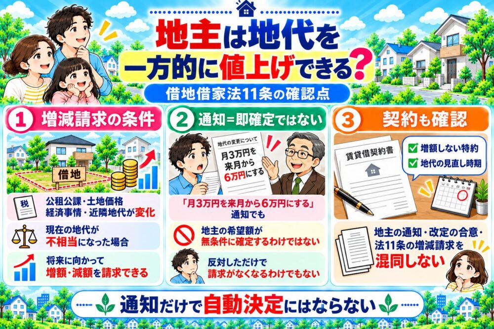 地主は地代を一方的に値上げできる？借地借家法11条の確認点