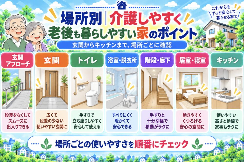 場所別｜介護しやすく老後も暮らしやすい家のポイント