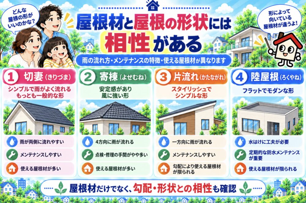 屋根材と屋根の形状には相性がある