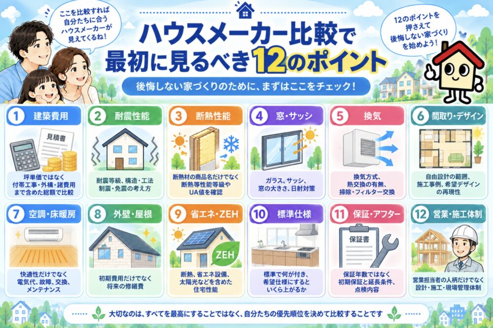 ハウスメーカー比較で最初に見るべき12のポイント