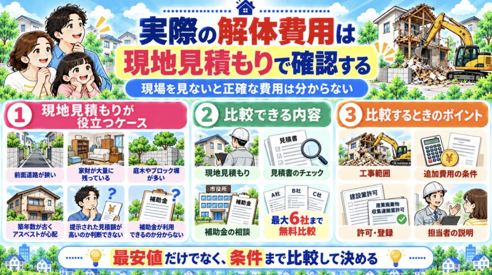 実際の解体費用は現地見積もりで確認する