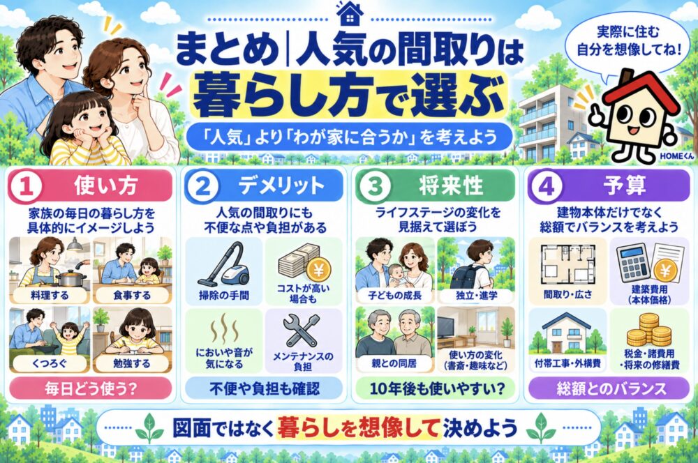 まとめ｜人気より「自分たちが毎日使うか」で間取りを選ぼう