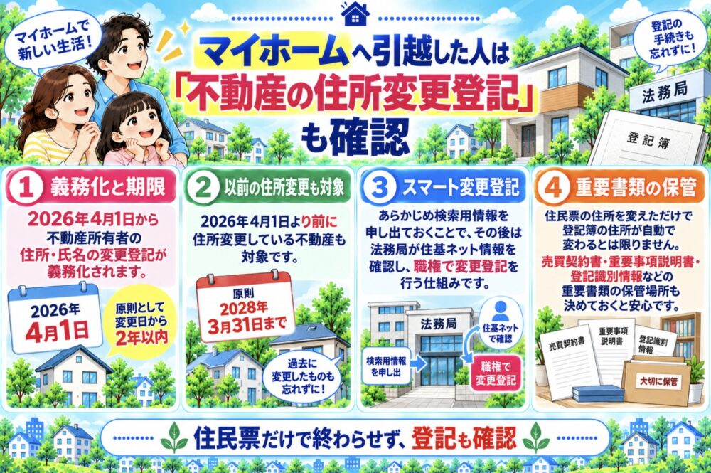 マイホームへ引越した人は「不動産の住所変更登記」も確認