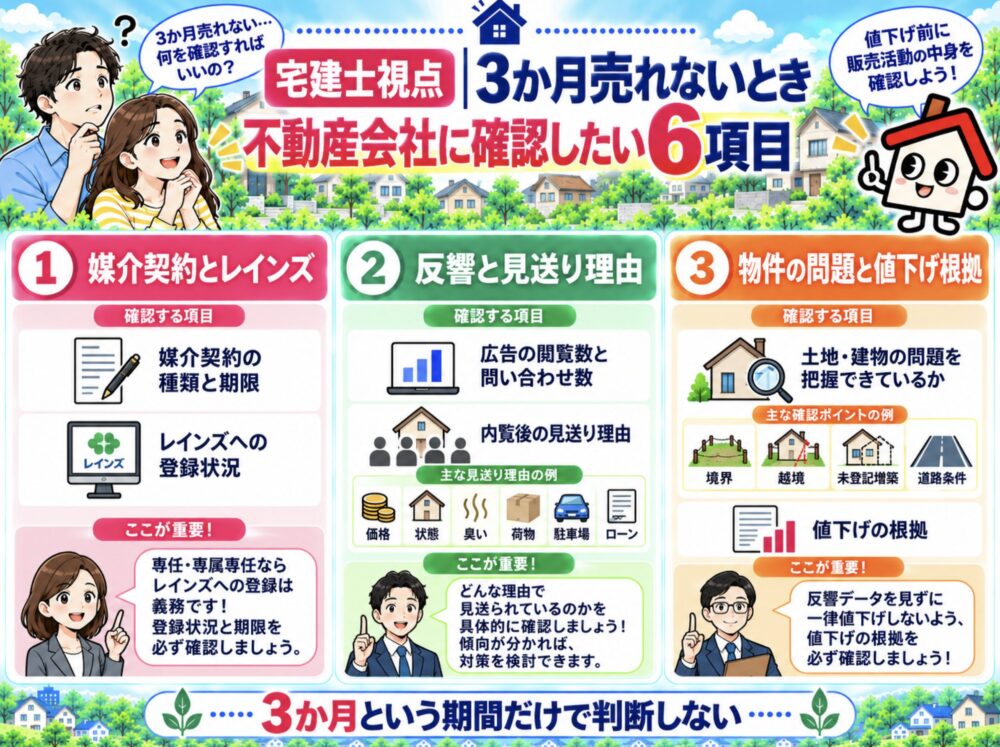 宅建士視点|3か月売れないとき、不動産会社に確認したい6項目