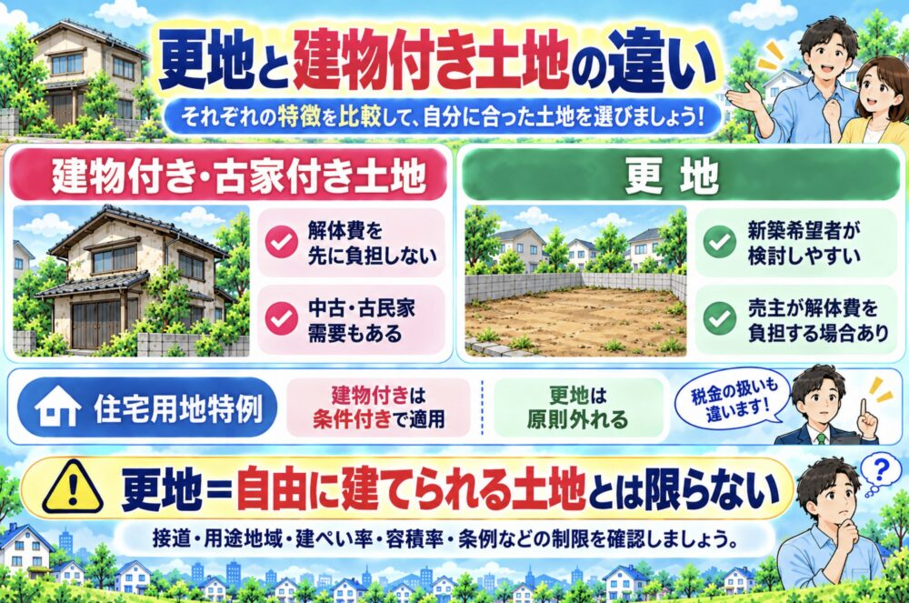 更地と建物付き・古家付き土地の違い