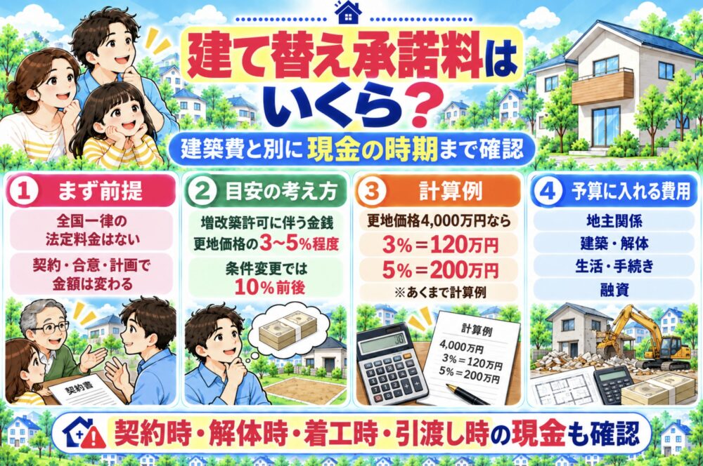 建て替え承諾料はいくら？建築費と別に現金の時期まで確認