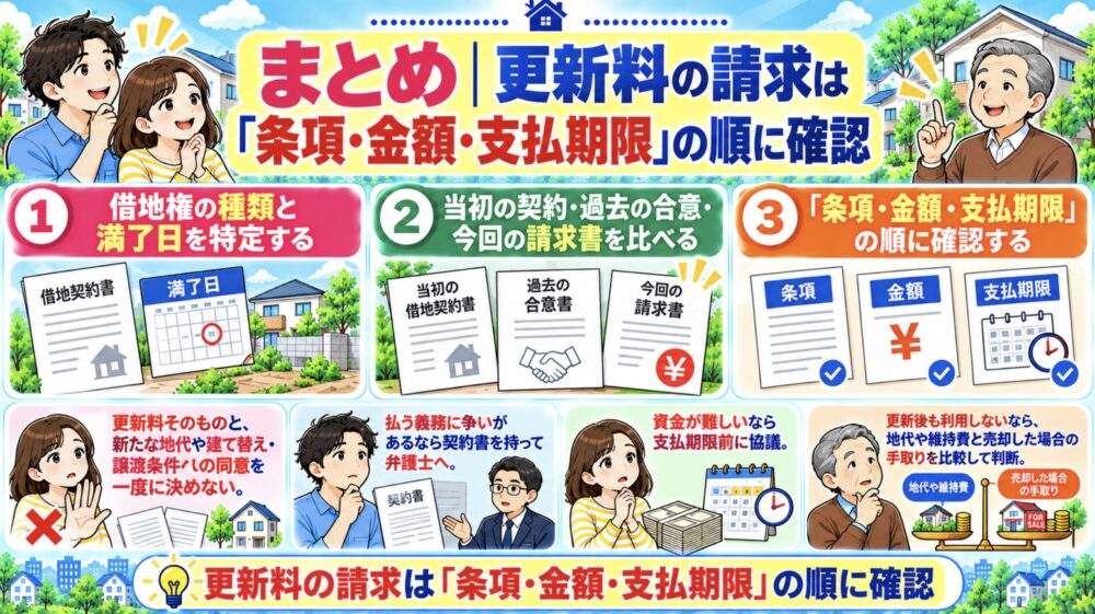 借地権　まとめ｜更新料の請求は「条項・金額・支払期限」の順に確認