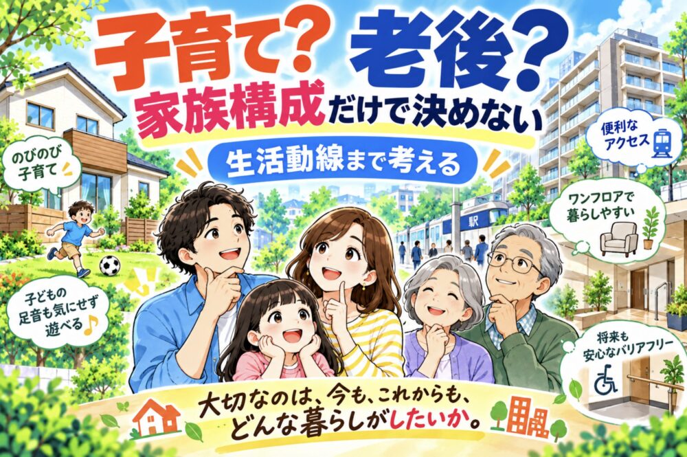 子育ては戸建て?老後はマンション?家族構成だけで決めない