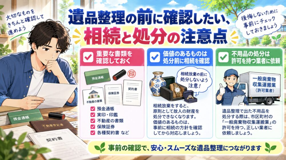 遺品整理の前に確認したい、相続と処分の注意点