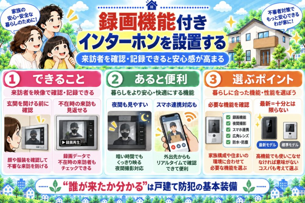 録画機能付きインターホンを設置する