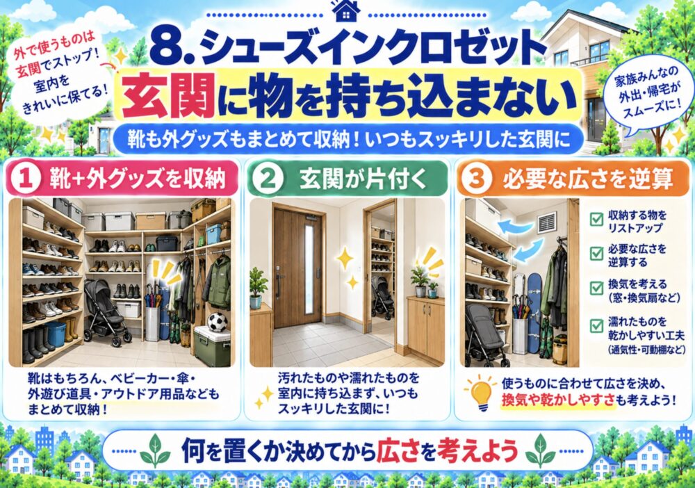 シューズインクロゼット（SIC・シューズクローク）｜玄関に物を持ち込まない