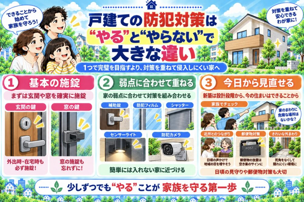 戸建ての防犯対策は「やる」と「やらない」では大きな違い