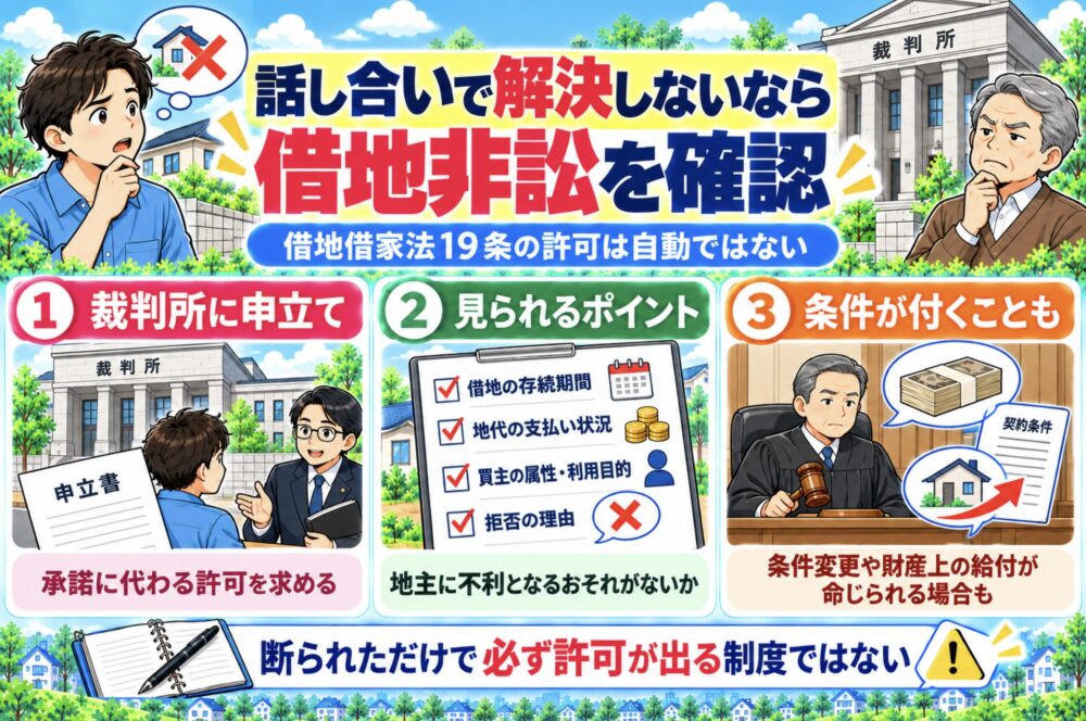話し合いで解決しない場合の借地非訟｜借地借家法19条