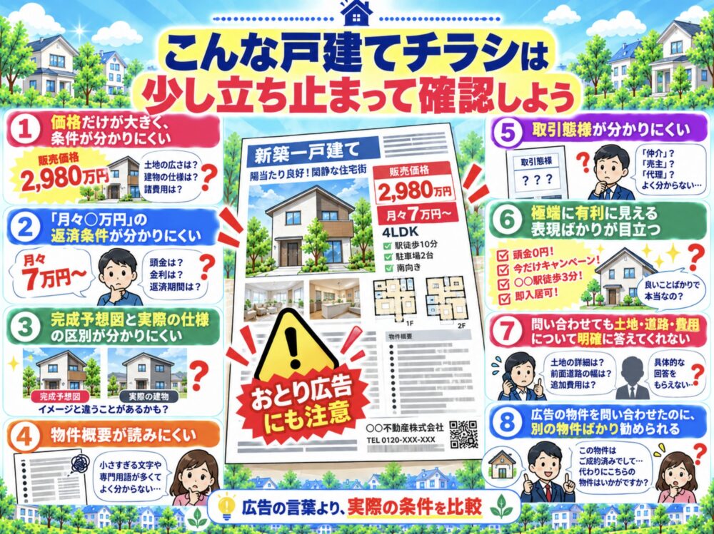 こんな戸建てチラシは少し立ち止まって確認しよう