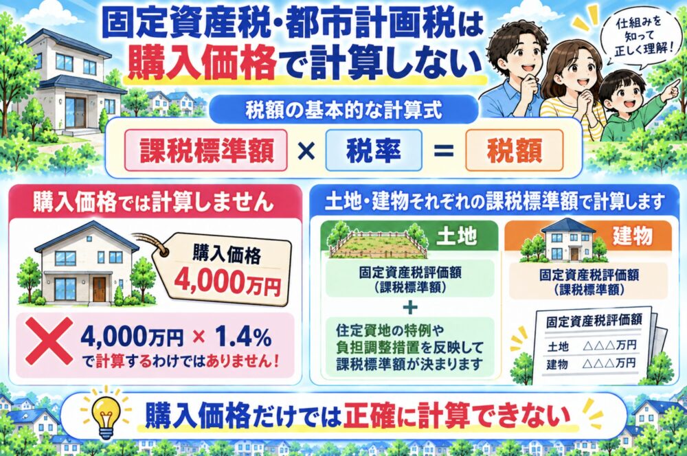 固定資産税・都市計画税は購入価格で計算しない