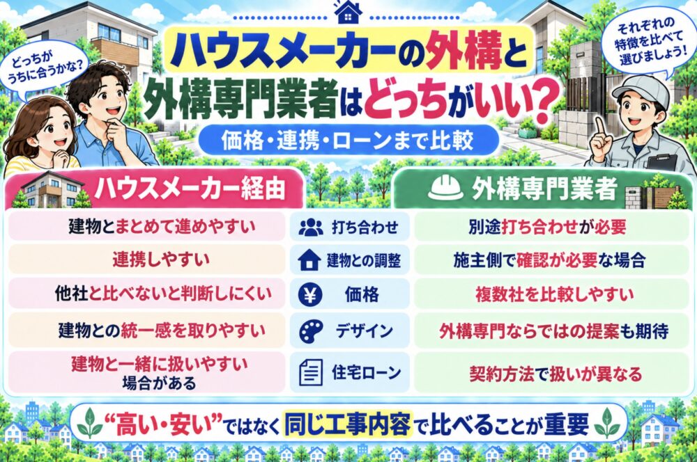 ハウスメーカーの外構と外構専門業者はどっちがいい?
