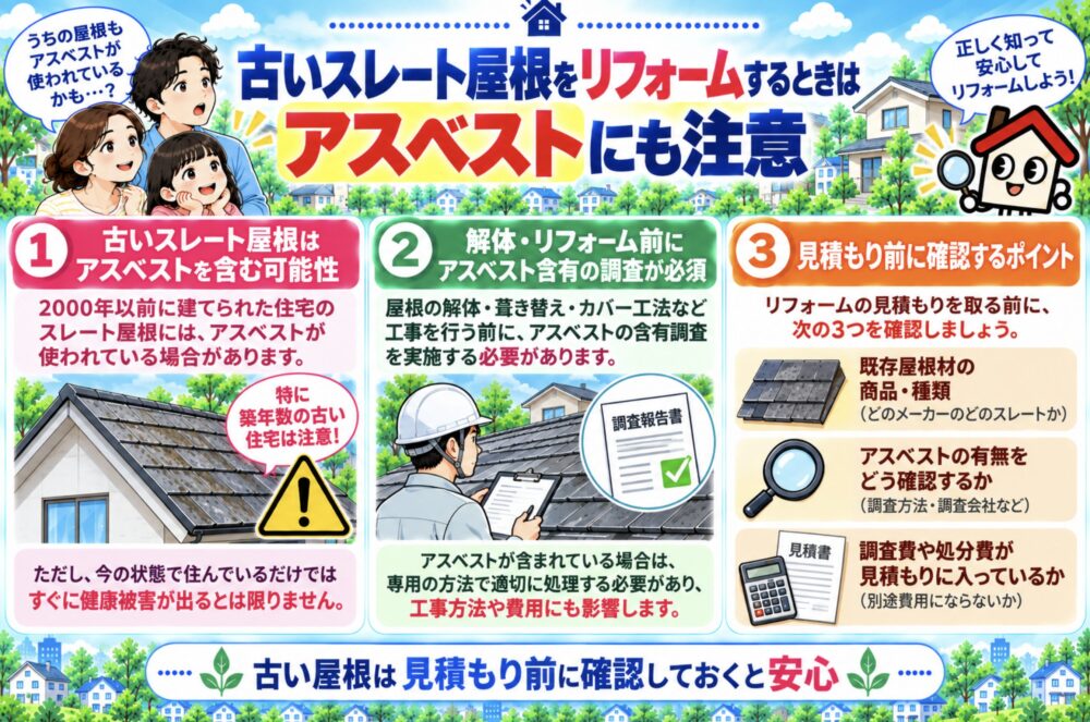 古いスレート屋根をリフォームするときはアスベストにも注意