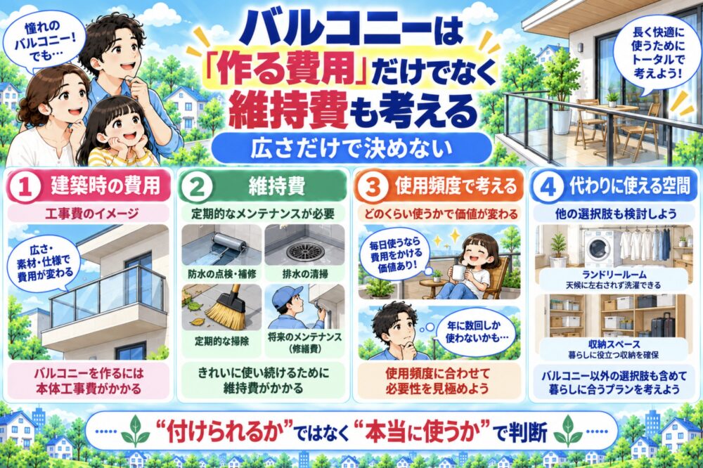 バルコニーは「作る費用」だけでなく維持費も考える