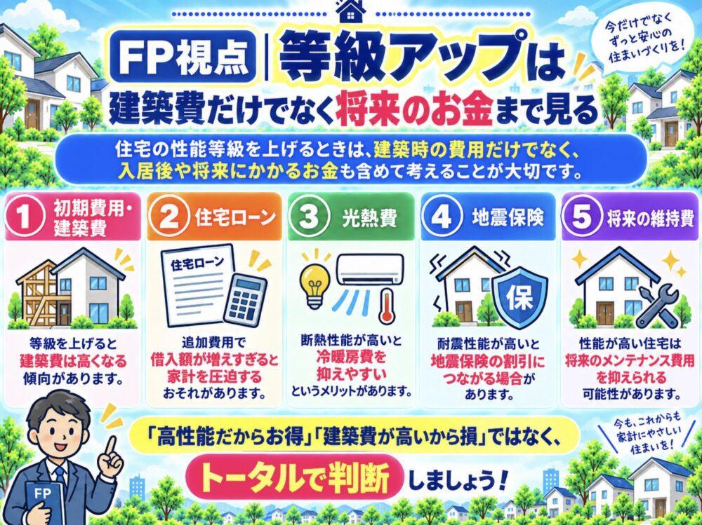 FP視点|等級アップは建築費だけでなく将来のお金まで見る