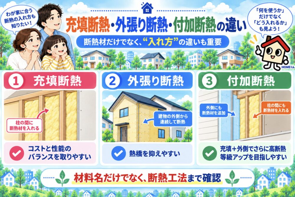 充填断熱・外張り断熱・付加断熱の違い