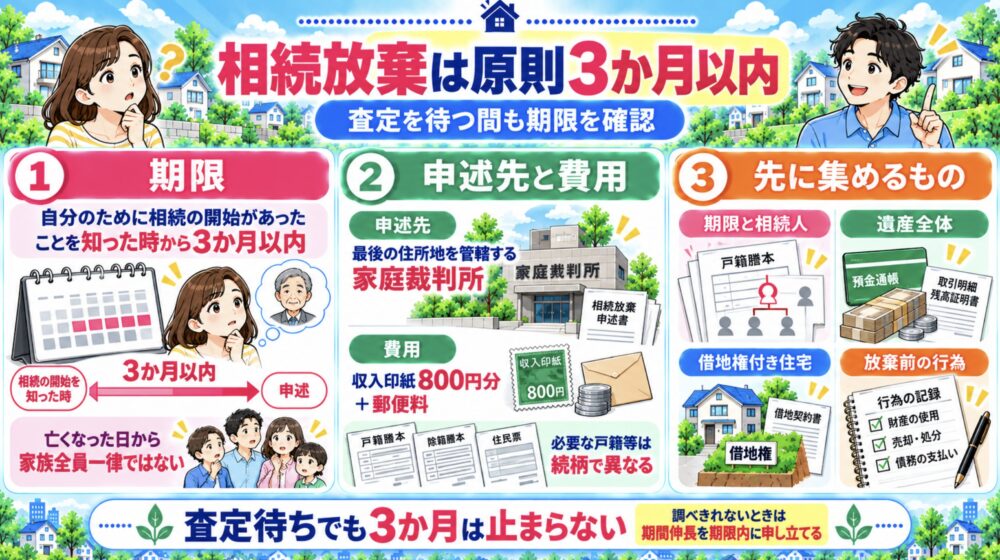 相続放棄は原則3か月以内｜査定を待つ間も期限を確認