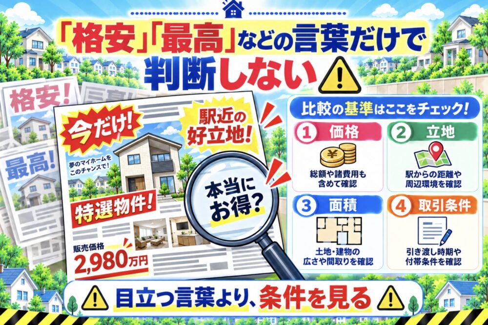 戸建てのチラシの見方・注意点【キャッチコピー】「格安」「最高」などの言葉だけで判断しない