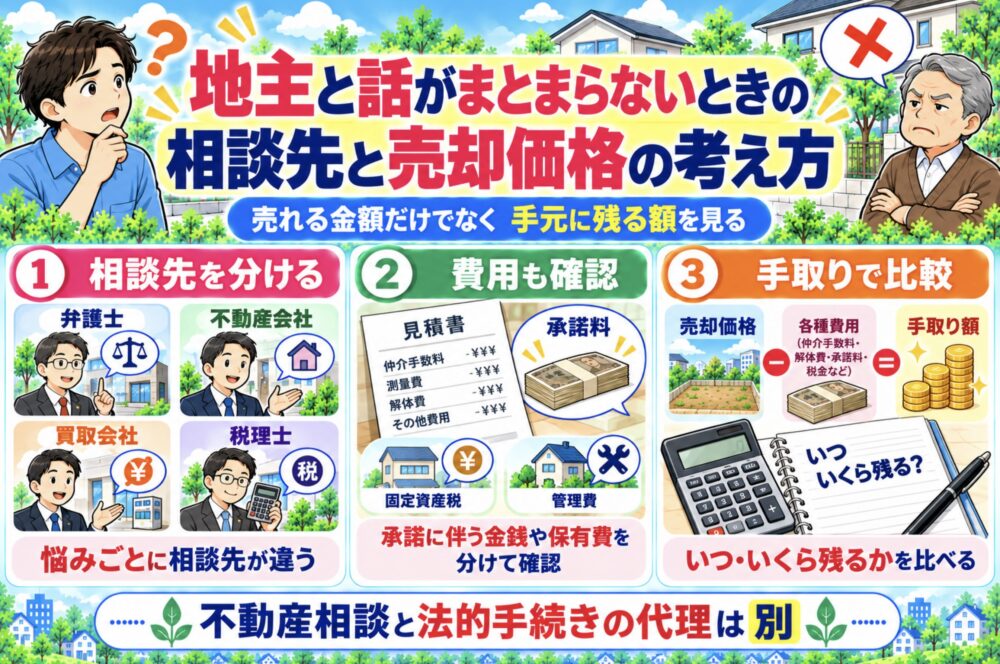 地主と話がまとまらないときの相談先と売却価格の考え方　借地権