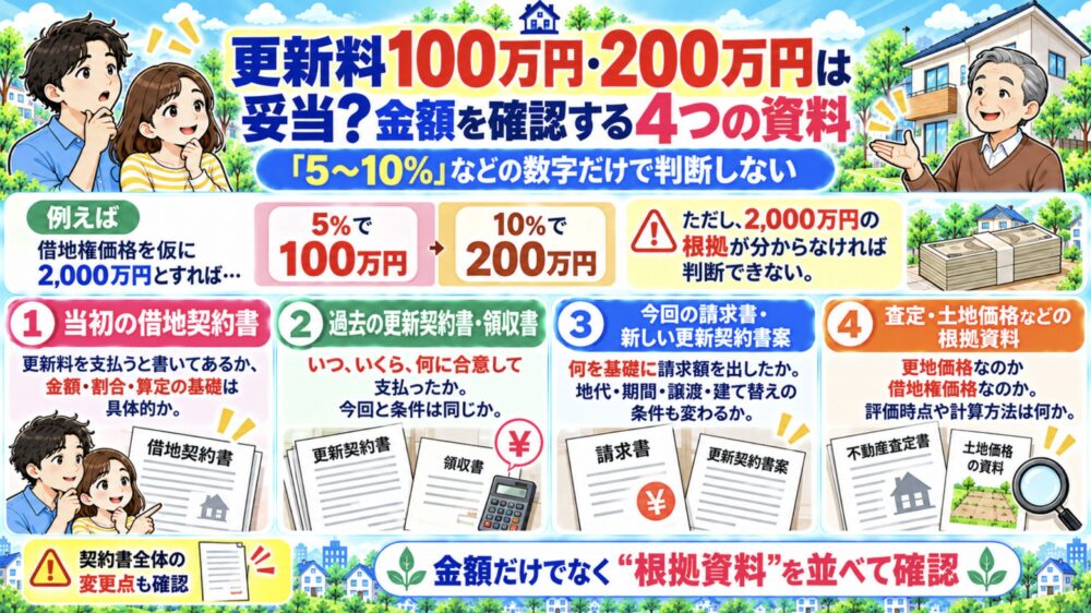 更新料100万円・200万円は妥当？金額を確認する4つの資料　借地権