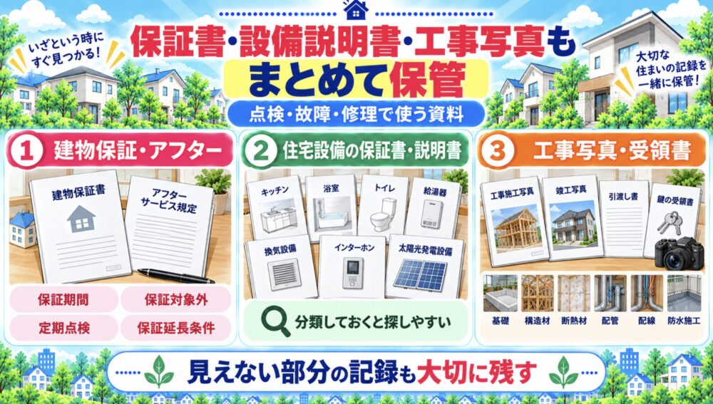 保証書・設備説明書・工事写真もまとめて保管