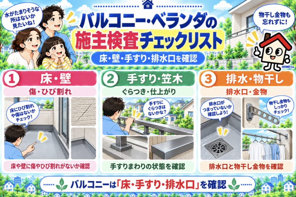 バルコニー、ベランダの施主検査チェックリスト