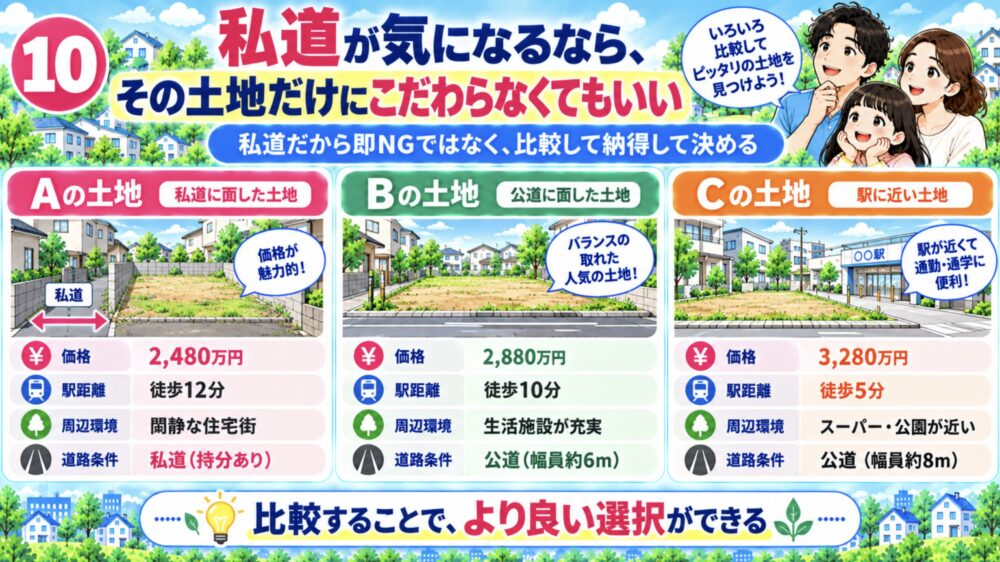 私道が気になるなら、その土地だけにこだわらなくてもいい