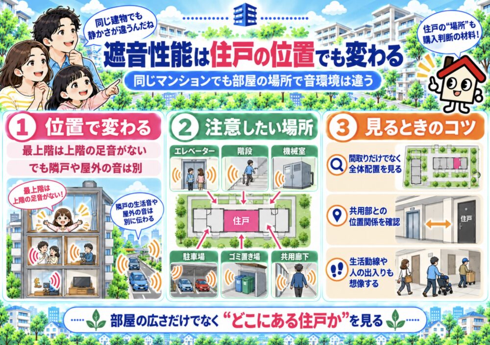 遮音性能は住戸の位置でも変わる