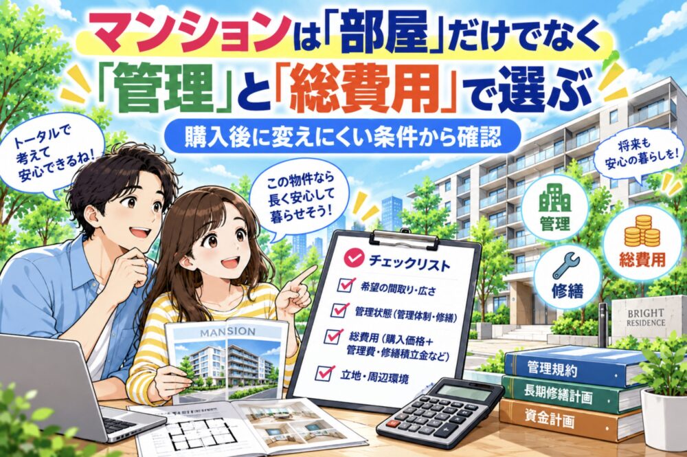 まとめ|マンションは「部屋」だけでなく「管理」と「総費用」で選ぶ