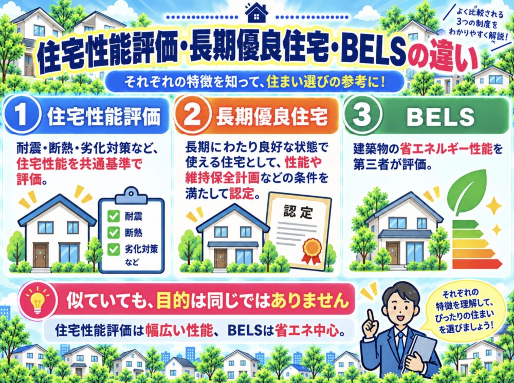 住宅性能評価・長期優良住宅・BELSの違い