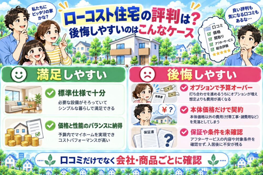 ローコスト住宅の評判は?後悔しやすいのはこんなケース