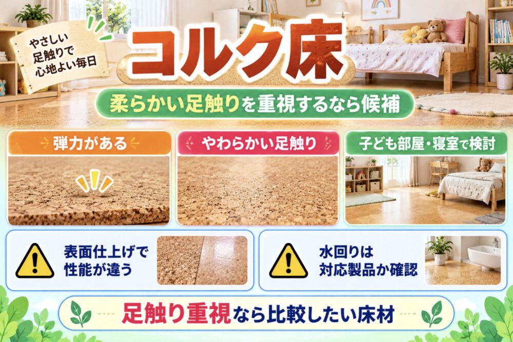 コルク床|柔らかい足触りを重視するなら候補