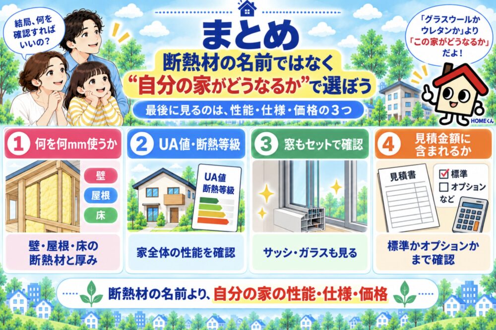 まとめ|断熱材の名前ではなく「自分の家がどうなるか」で選ぼう