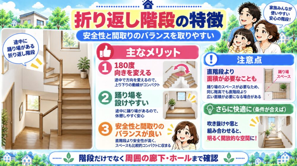 折り返し階段の特徴｜安全性と間取りのバランスを取りやすい