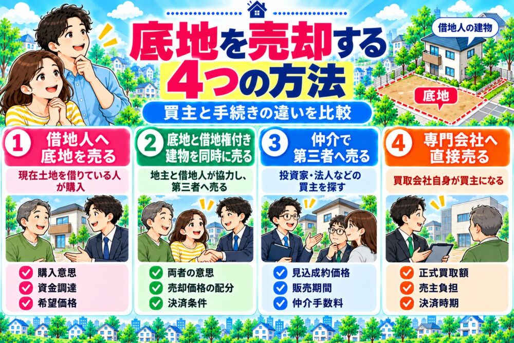 底地を売却する4つの方法｜買主と手続きの違いを比較