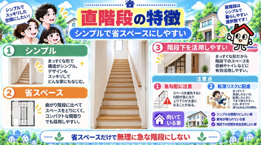 直階段の特徴｜シンプルで省スペースにしやすい