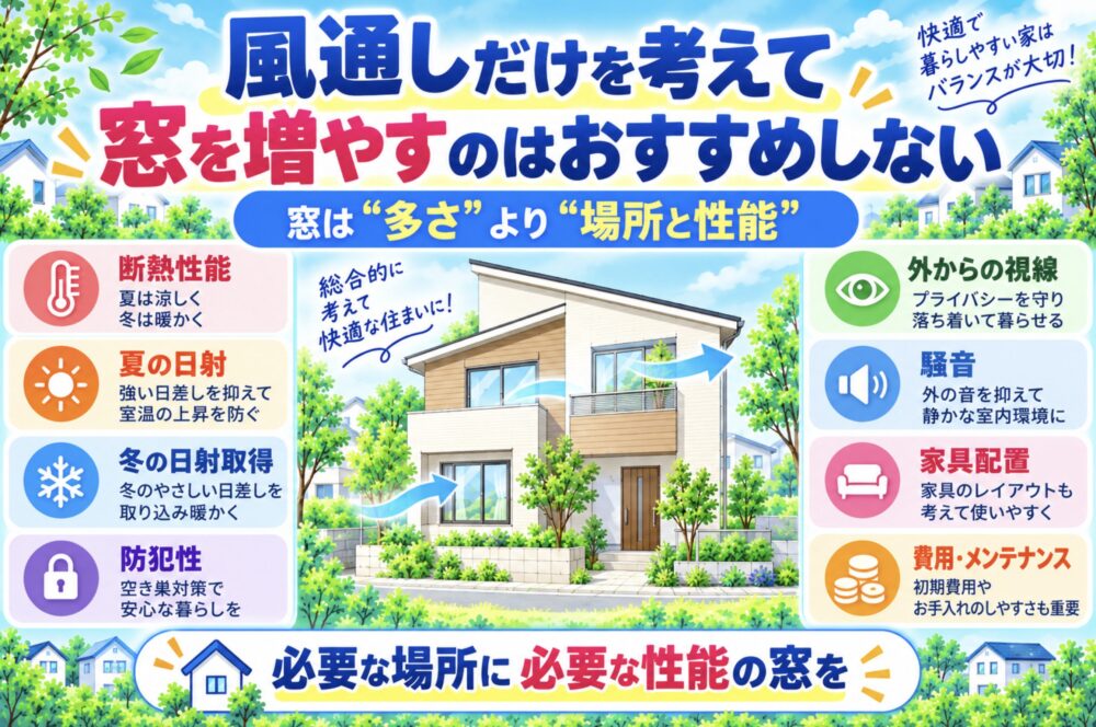 風通しだけを考えて窓を増やすのはおすすめしない