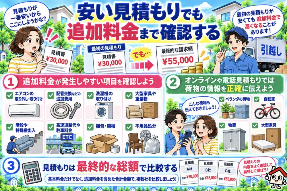 安い見積もりでも追加料金まで確認する