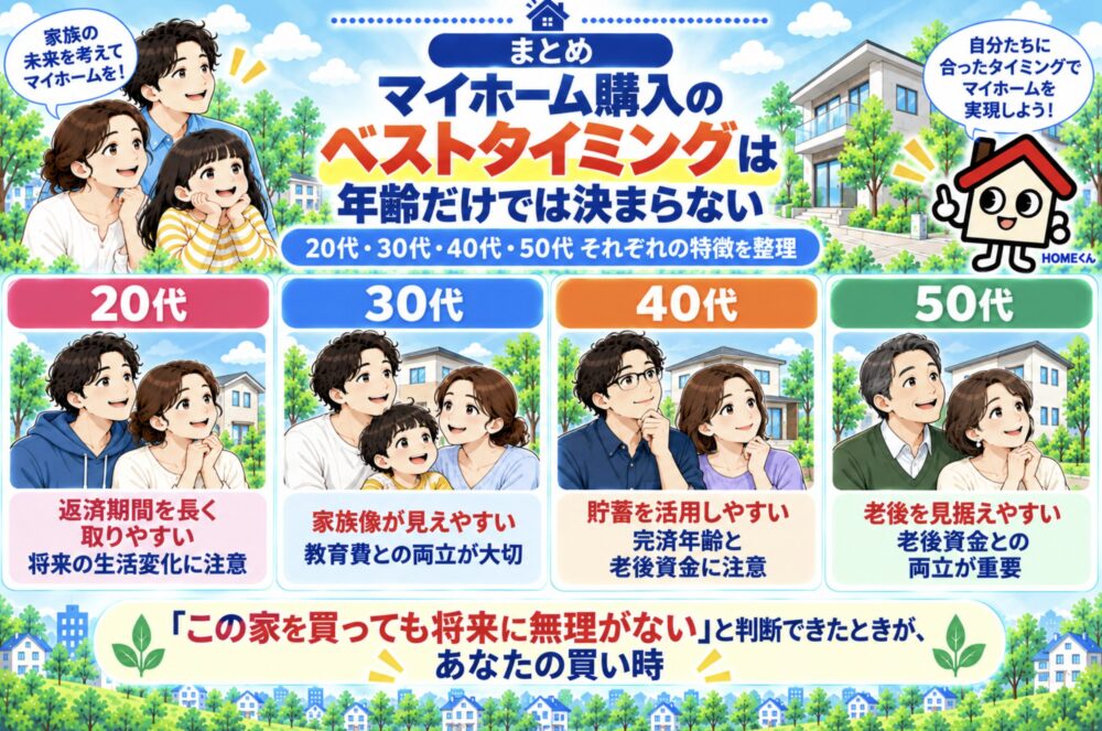 まとめ|マイホーム購入のベストタイミングは年齢だけでは決まらない