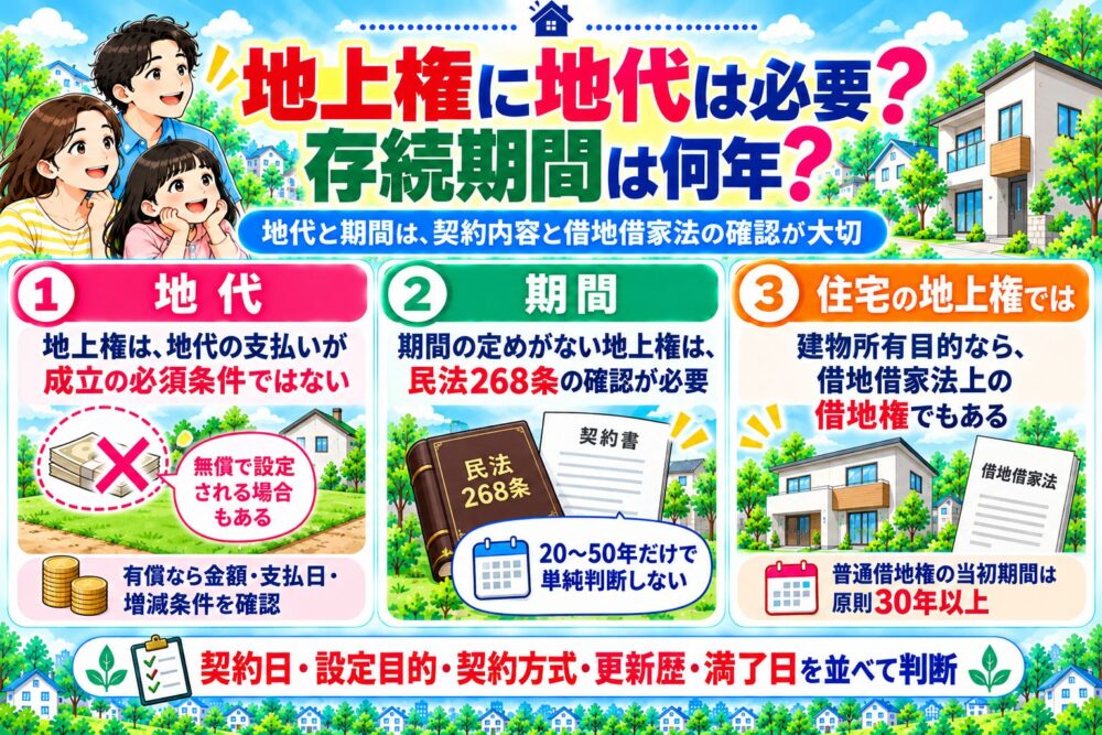 地上権に地代は必要？存続期間は何年？